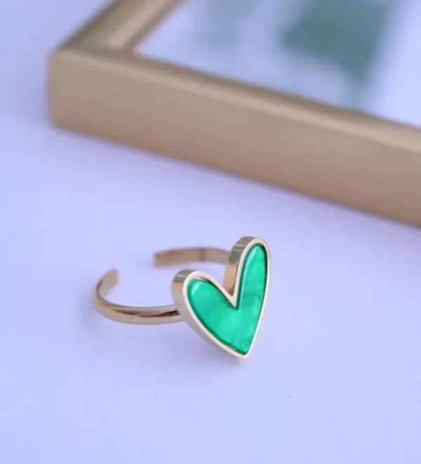 Anillo corazón verde