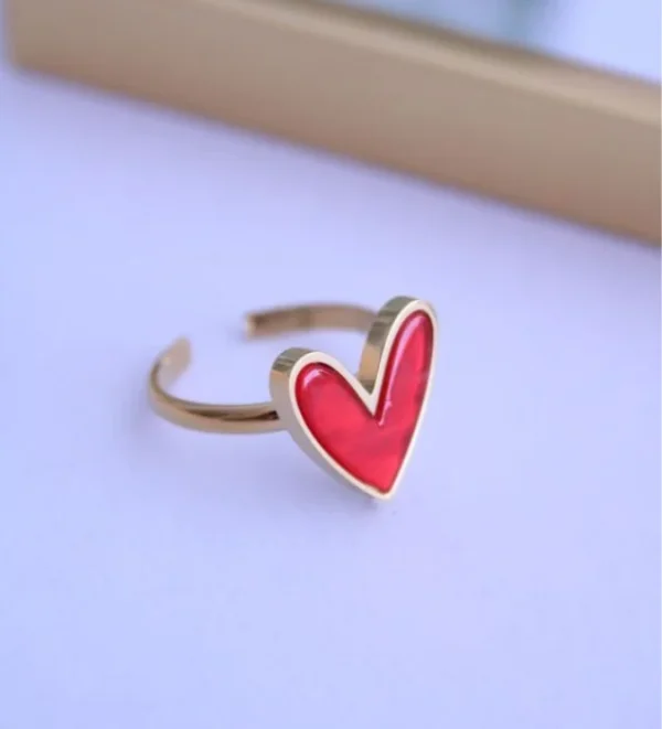 Anillo corazón rojo