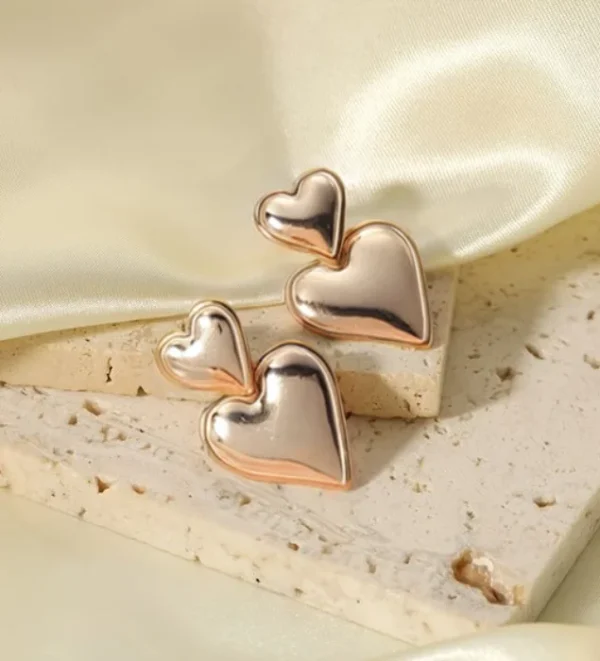 Aretes corazón oro rosa