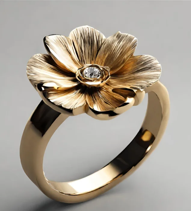 Anillo flor dorada