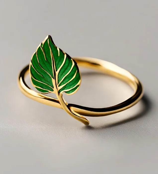 Anillo con hoja